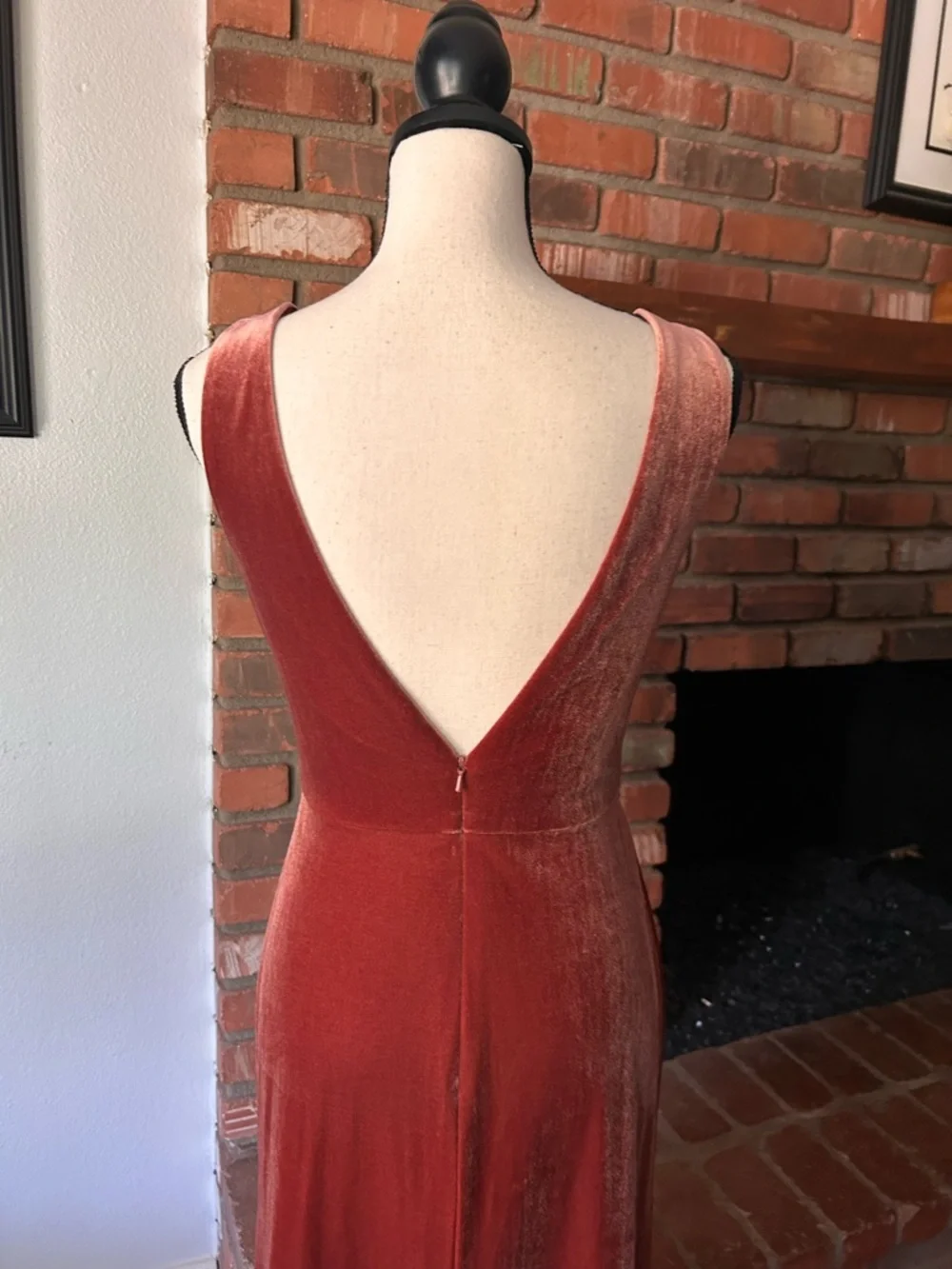 Jenny Yoo Collection Logan Deep-V Velvet Column Gown in English Rose Sz 4 - Picture 9 of 10
